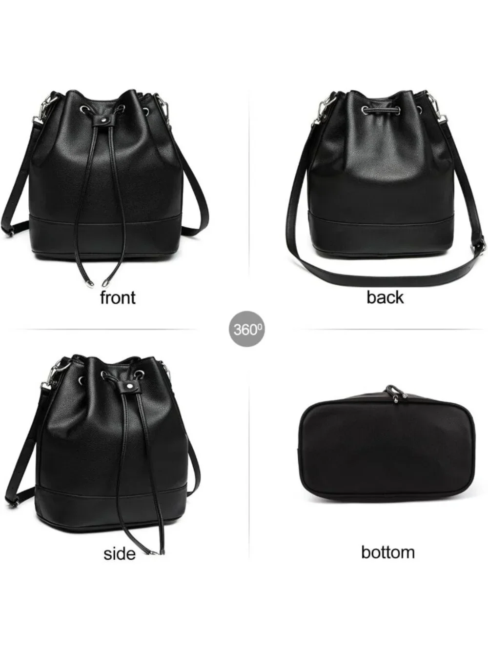 Stylish Leather Bucket Bag & Drawstring Crossbody Purse for Women - Medium Tote